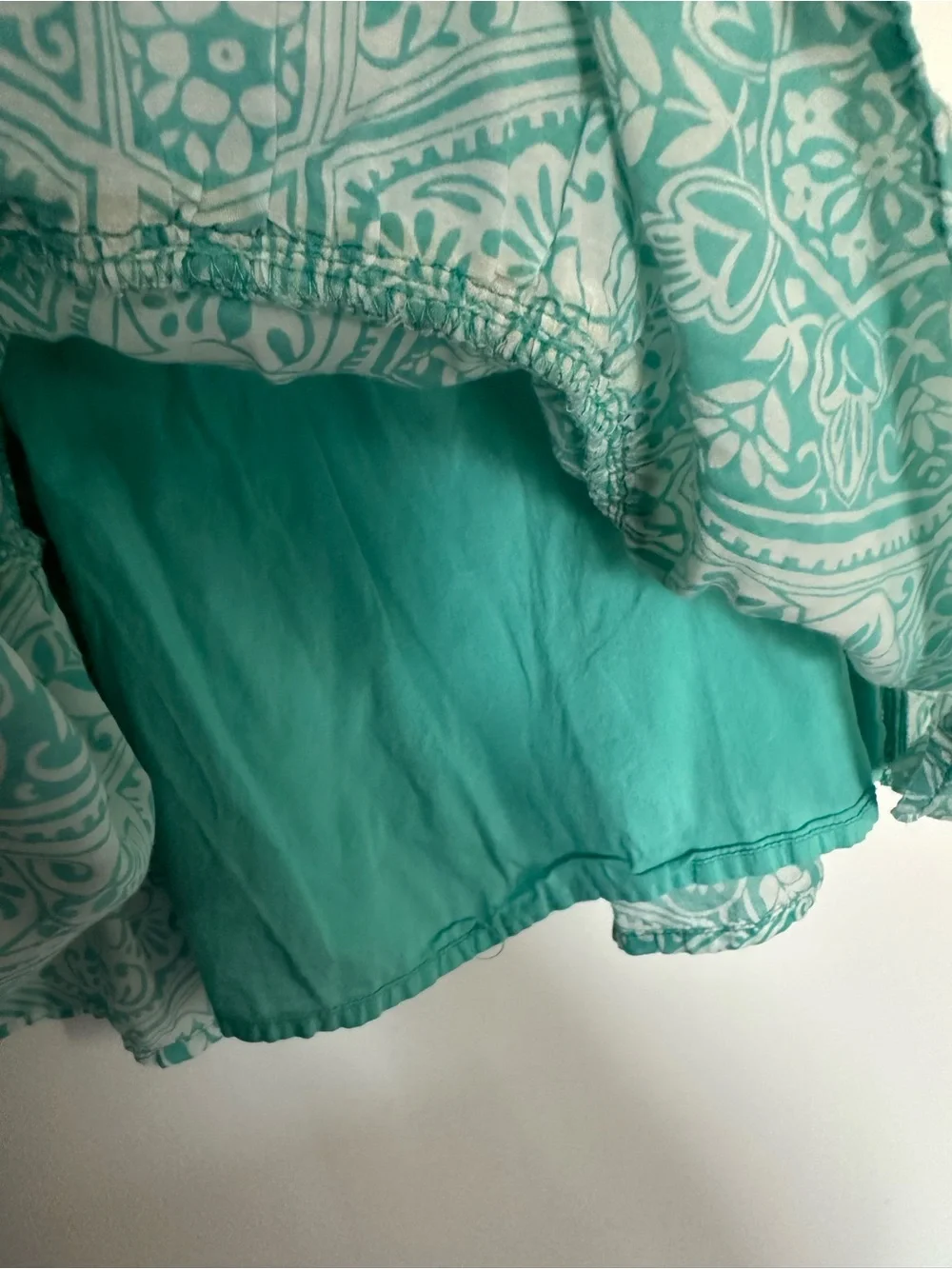 Gap Girls Aqua White Smocked Sundress Pom Trim Lined XS 4-5 Turquoise Lime Green